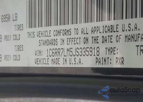 2018 Ram 1500 Slt из США, поврежденный, VIN 1C6RR7LM5JS335918